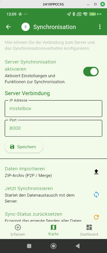 Screenshot: Sync Button